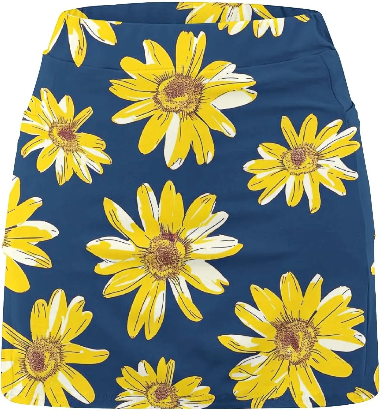 Womens Tennis Skorts Skirts with Built in Shorts Summer Sunflower Print Skirted Shorts Running Workout Skort