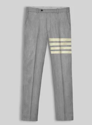 Worsted Light Gray Wool Ivory Bar Trouser