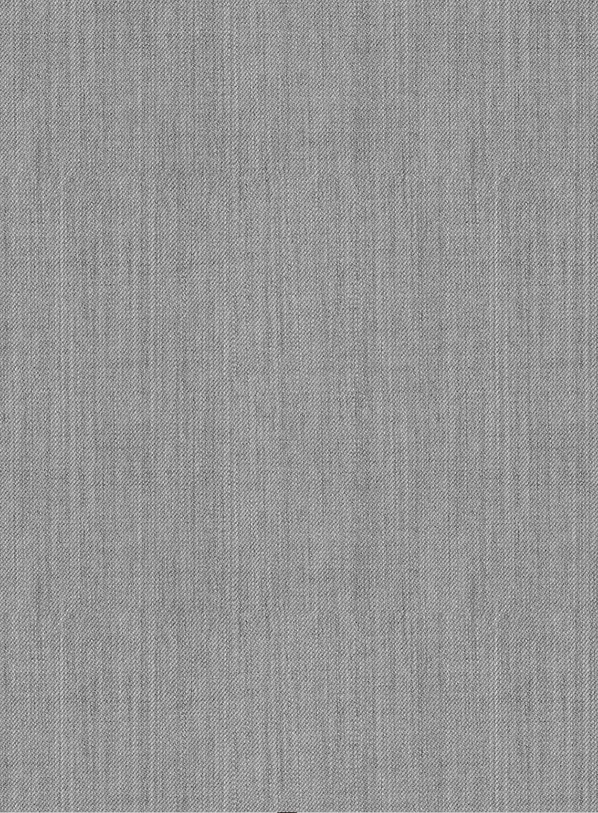 Worsted Light Gray Wool Ivory Bar Trouser