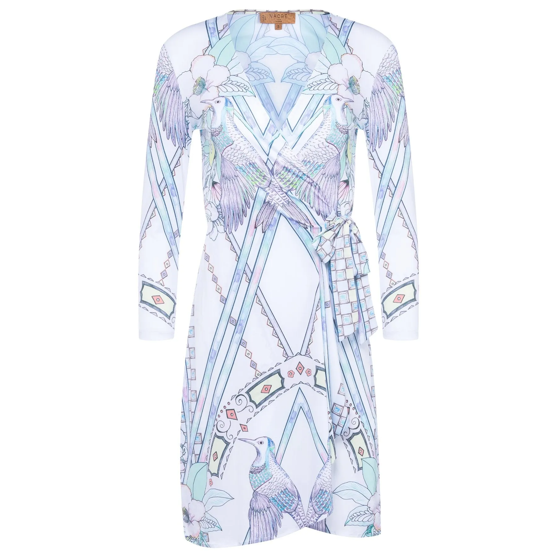 Wrap dress watercolor birds print