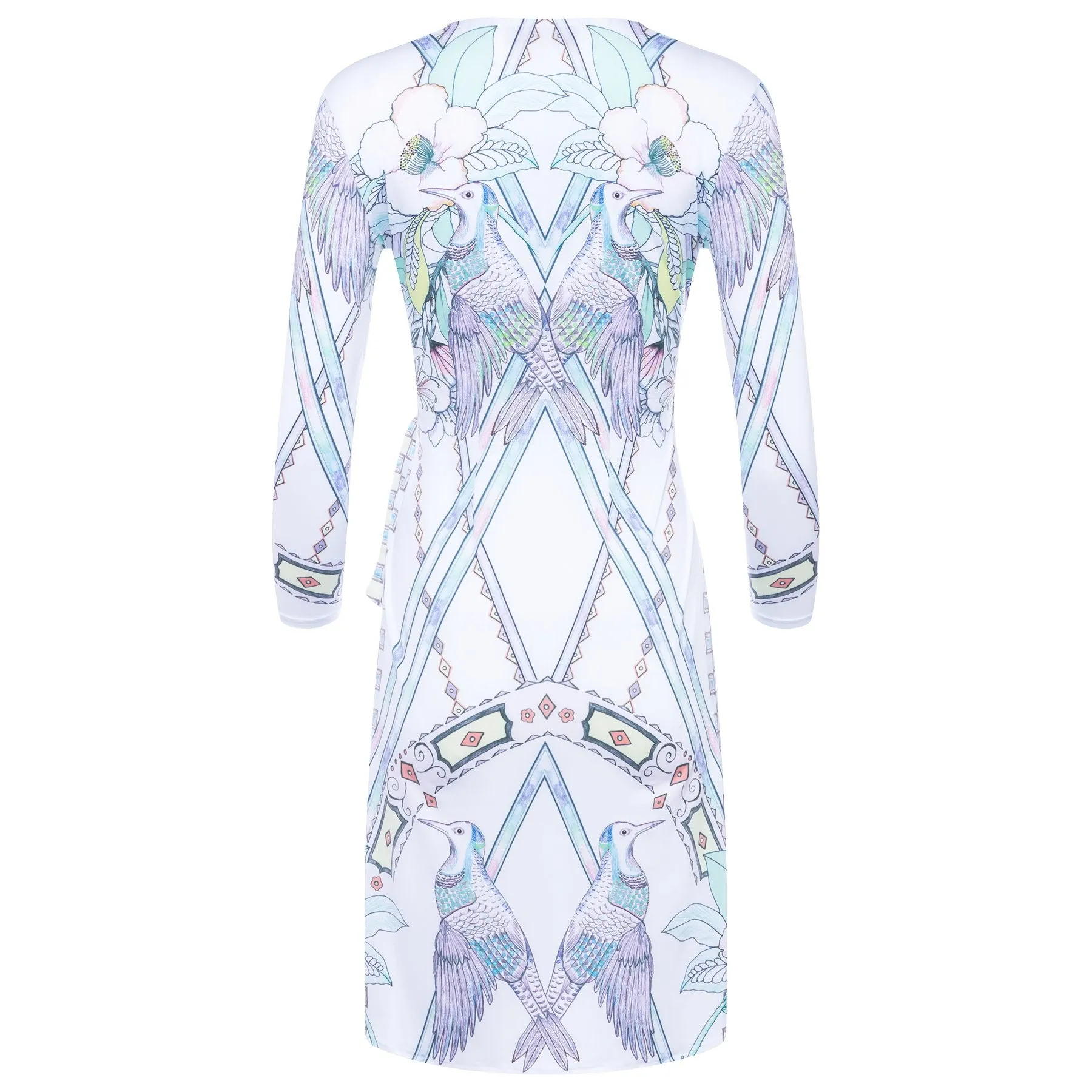 Wrap dress watercolor birds print