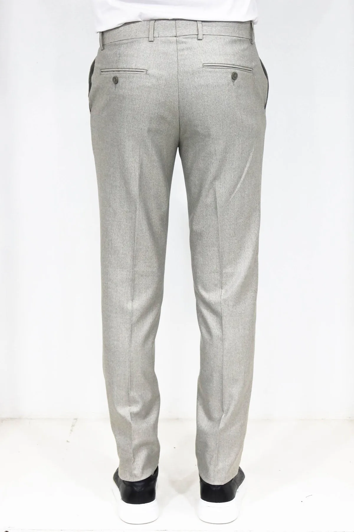 WSS Slim Fit Textured Cream Men Trousers  - Singen