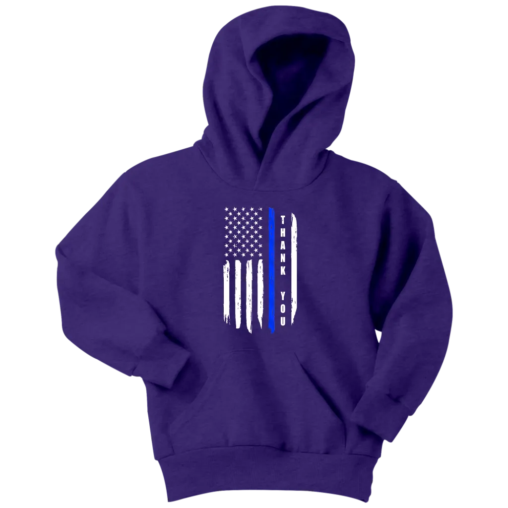 Youth "Thank You" Thin Blue Line Hoodie - Kids