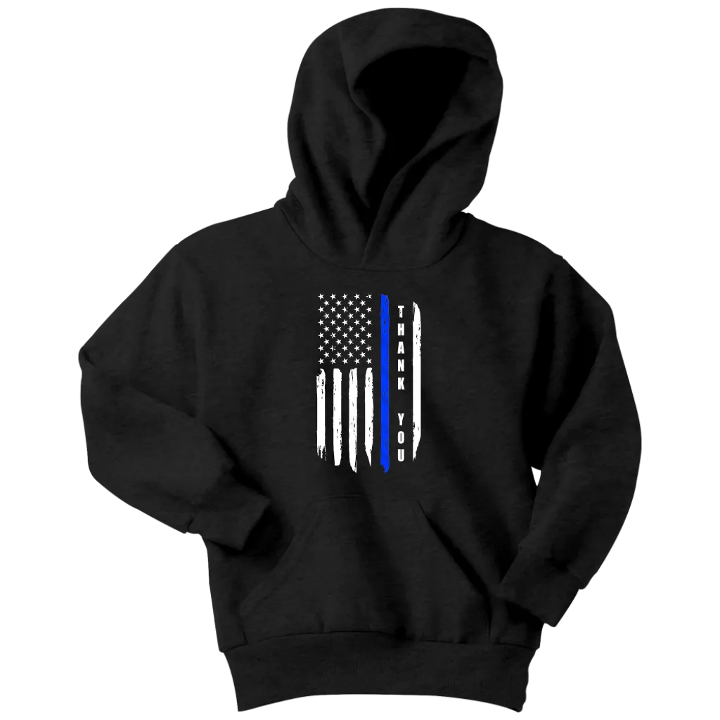 Youth "Thank You" Thin Blue Line Hoodie - Kids