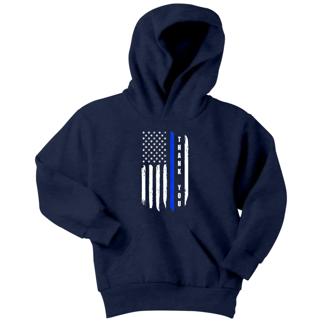 Youth "Thank You" Thin Blue Line Hoodie - Kids