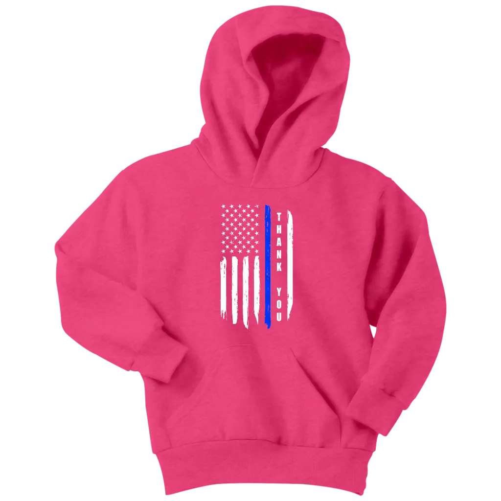 Youth "Thank You" Thin Blue Line Hoodie - Kids