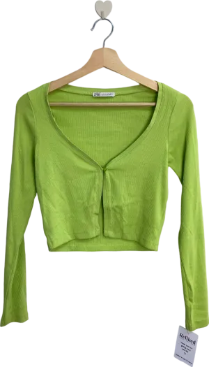 Zara Green Ribbed Cardigan UK 8